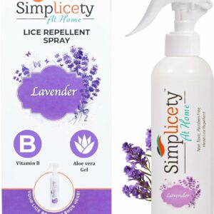 Simplicety® Lice Prevention Spray for Kids Hair (8 Fl Oz), All Natural Ingredients Lice Spray Treatment, Highly Effective Against Head Lice, Terminates Eggs, and Nits from All Hairs (Lavender)