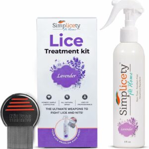 SIMPLICETY® Head Lice Treatment Kit – Spray & Comb, Non-Toxic (Lavender)