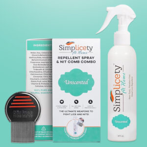 SIMPLICETY® Lice Kit, Includes, Lice Spray for Hair and Metal Lice Comb with Round Edges, 8fl oz Lice Spray Effective for Head Lice. (Unscented)