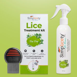 SIMPLICETY® Head Lice Treatment Kit for Kids, Includes 8fl oz Lice Spray and Metal Comb with Round Edges, Natural Non-Toxic Kit for All Hair Types
